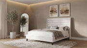 Leslie Upholstered Tufted Queen Wingback Platform Bed Beige - 315983Q