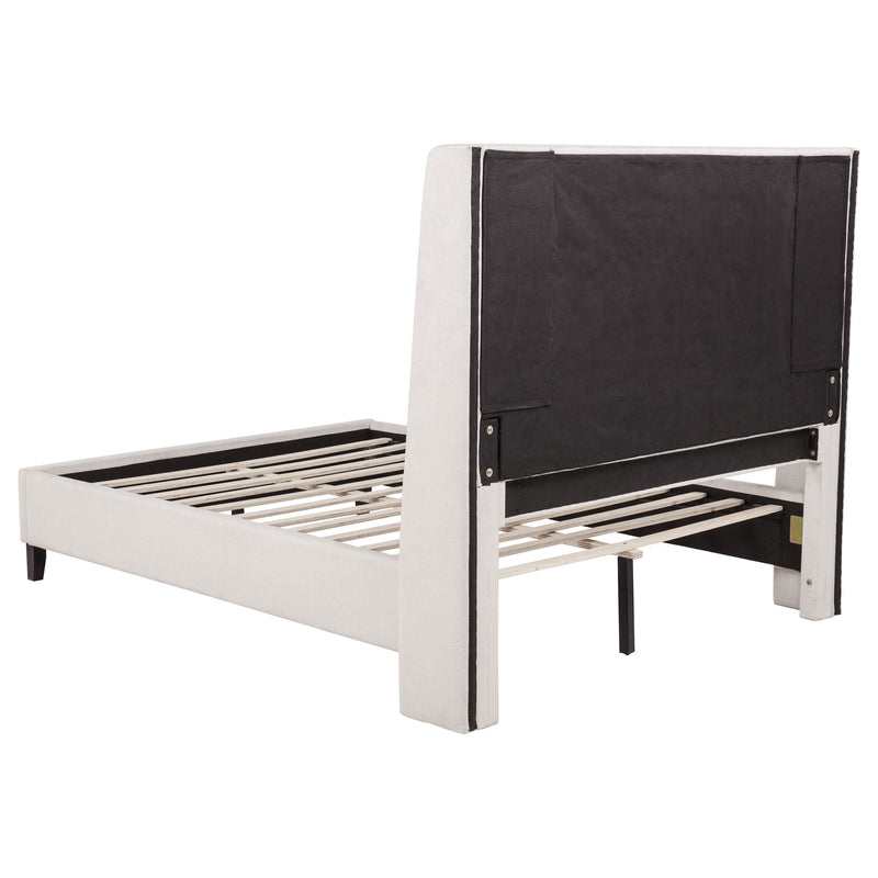 Leslie Upholstered Tufted Queen Wingback Platform Bed Beige - 315983Q