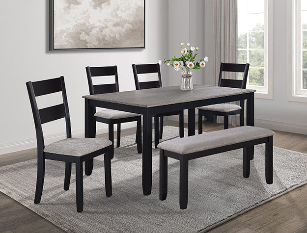 Lester 6-Pk Dining W/Bench L.Grey - 2231SET-LG