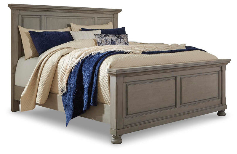 Lettner King Panel Bed and Dresser in Light Gray - PKG006587