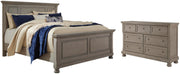 Lettner King Panel Bed and Dresser in Light Gray - PKG006587