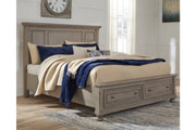 Lettner Light Gray King Panel Storage Bed - Lara FurnitureKing Bed