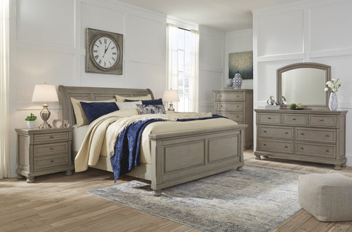 Lettner Light Gray King Sleigh Bed - Gate FurnitureKing Bed