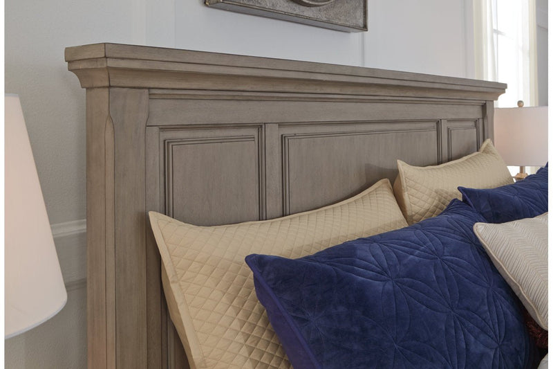 Lettner Light Gray King Sleigh Bed with 2 Storage Drawers - Lara FurnitureKing Bed