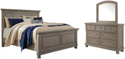 Lettner Light Gray Queen Panel Bed, Dresser and Mirror - B733B4