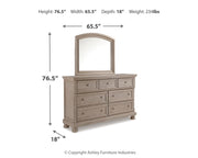 Lettner Light Gray Queen Panel Bed, Dresser and Mirror - B733B4