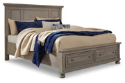 Lettner Light Gray Queen Panel Storage Bed - Gate FurnitureQueen Bed