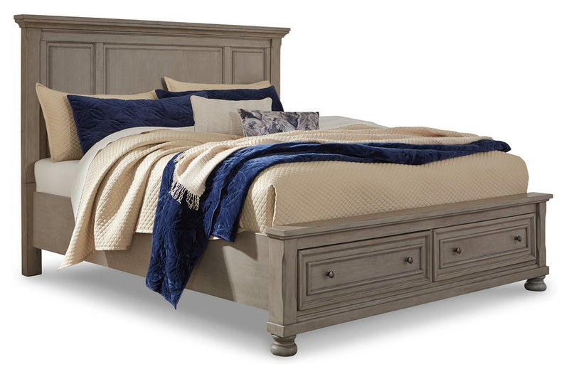 Lettner Light Gray Queen Panel Storage Bed - Gate FurnitureQueen Bed