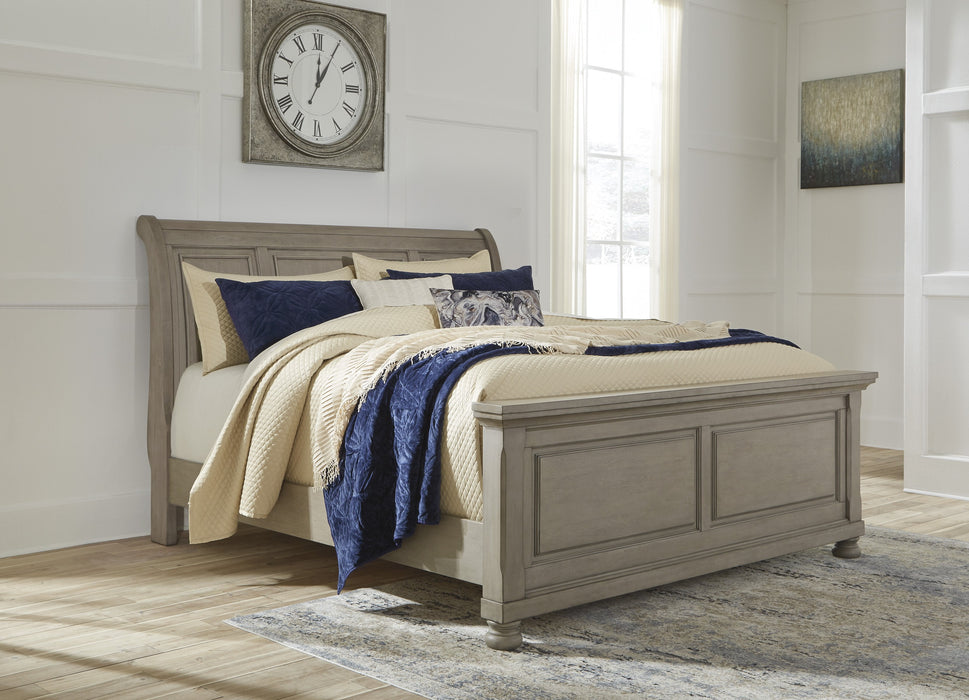 Lettner Light Gray Queen Sleigh Bed - Gate FurnitureQueen Bed
