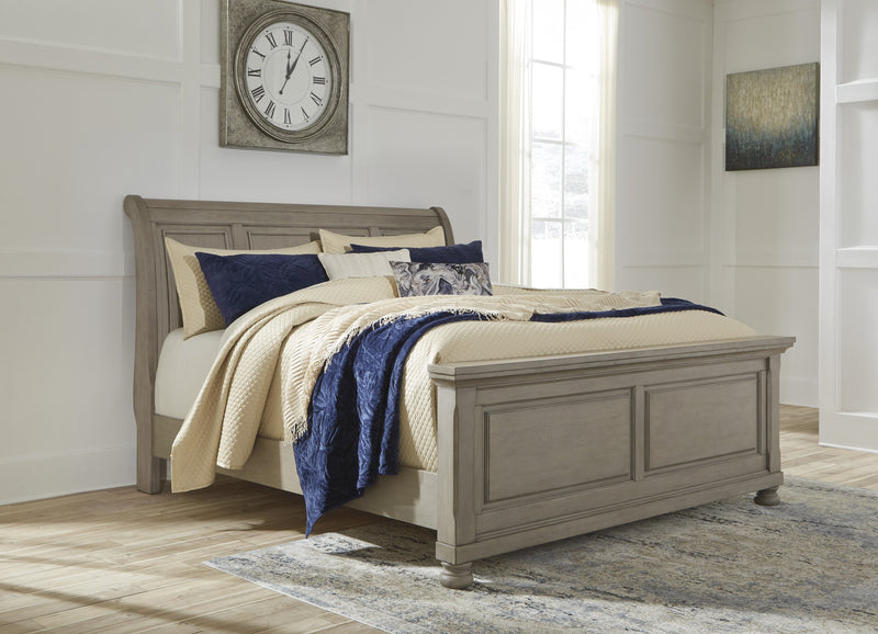 Lettner Light Gray Sleigh Bedroom Set - Lara FurnitureBedroom Set