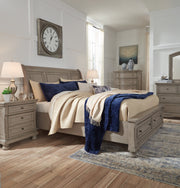 Lettner Light Gray Sleigh Bedroom Set - Lara FurnitureBedroom Set