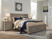 Lettner Light Gray Storage Platform Sleigh Bedroom Set - Lara FurnitureBedroom Set
