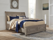 Lettner Light Gray Storage Platform Sleigh Bedroom Set - Lara FurnitureBedroom Set