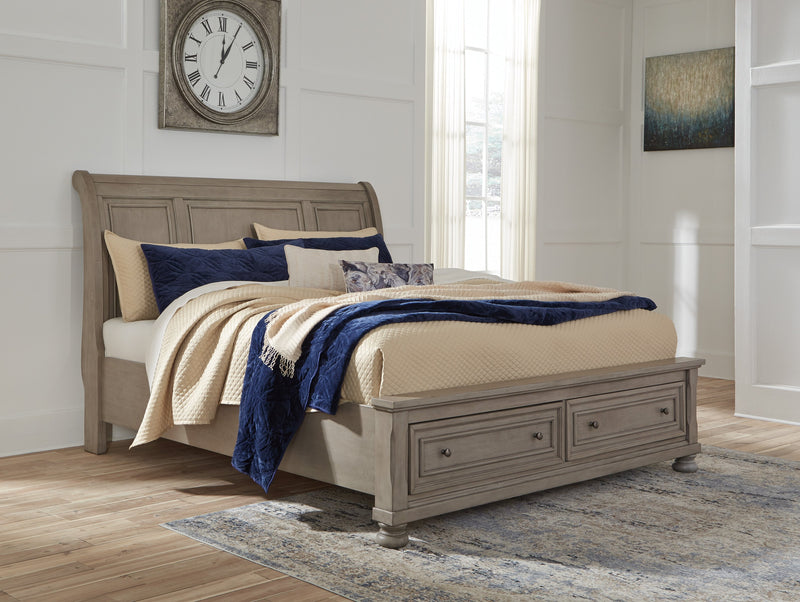 Lettner Light Gray Storage Platform Sleigh Bedroom Set - Lara FurnitureBedroom Set