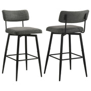 Levine Fabric Upholstered Swivel Bar Chair Grey (Set of 2) - 182475CHR