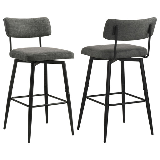 Levine Fabric Upholstered Swivel Bar Chair Grey (Set of 2) - 182475CHR