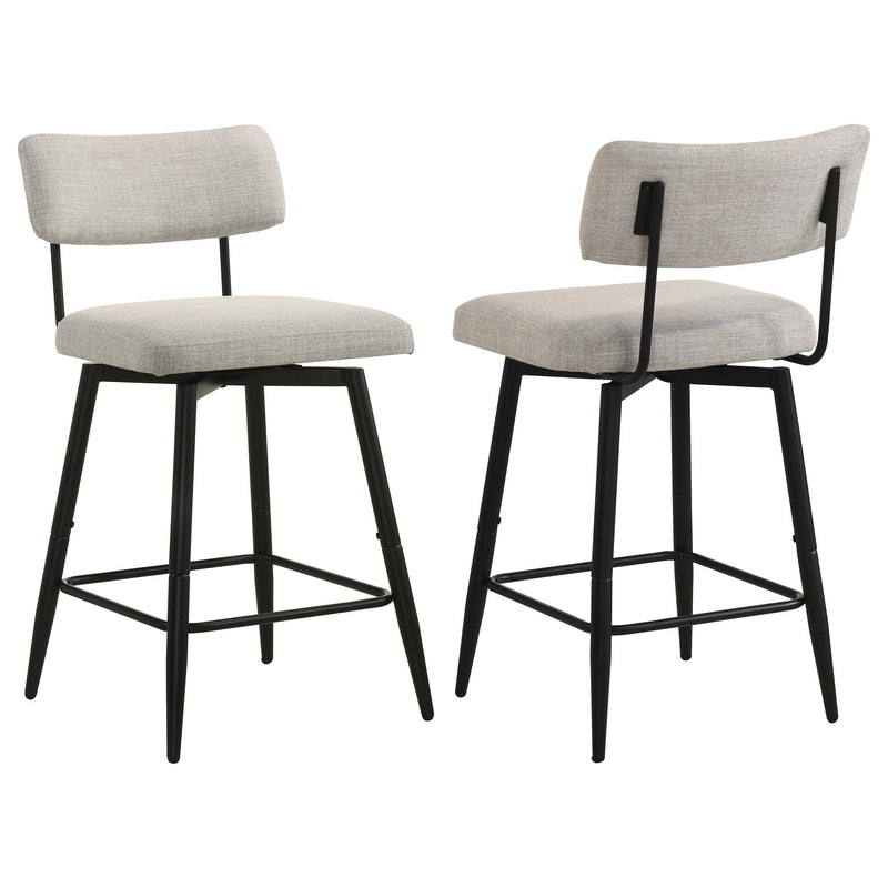 Levine Fabric Upholstered Swivel Counter Chair Cream (Set of 2) - 193189CRM
