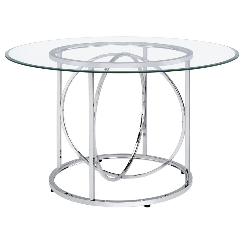 Levy 48-inch Round Glass Top Dining Table Chrome - 115240CHR