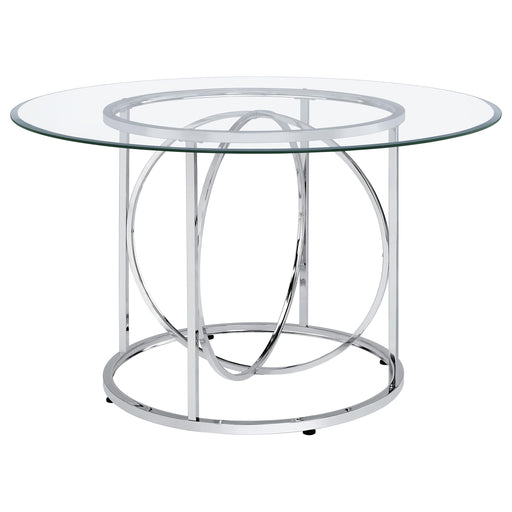 Levy 48-inch Round Glass Top Dining Table Chrome - 115240CHR