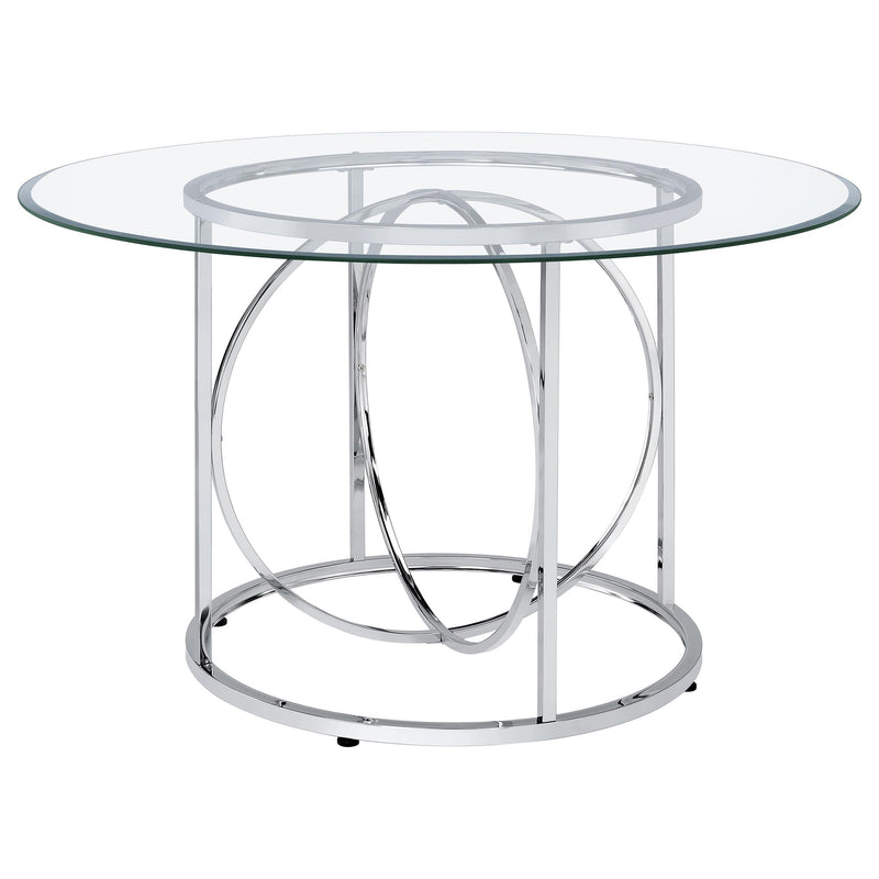 Levy 48-inch Round Glass Top Dining Table Chrome - 115240CHR