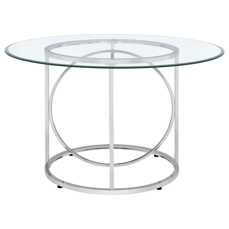Levy 48-inch Round Glass Top Dining Table Chrome - 115240CHR