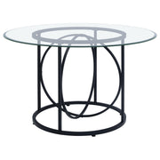 Levy 48-inch Round Glass Top Dining Table Matte Black - 115240BLK