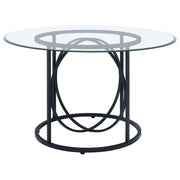 Levy 48-inch Round Glass Top Dining Table Matte Black - 115240BLK