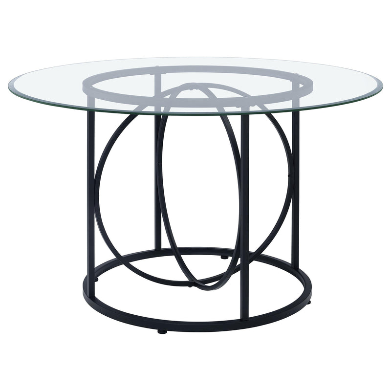 Levy 48-inch Round Glass Top Dining Table Matte Black - 115240BLK