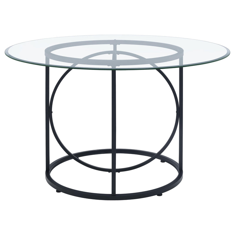 Levy 48-inch Round Glass Top Dining Table Matte Black - 115240BLK