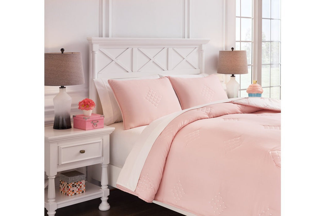 Lexann Pink/White/Gray Full Comforter Set - Gate FurnitureOther Products