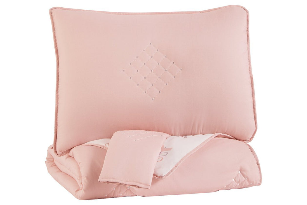 Lexann Pink/White/Gray Full Comforter Set - Gate FurnitureOther Products