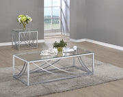 Lille 2-piece Glass Top Coffee And End Table Set Chrome - 720498-S2