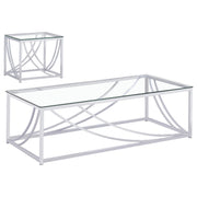 Lille 2-piece Glass Top Coffee And End Table Set Chrome - 720498-S2