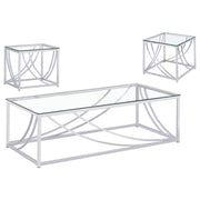 Lille 3-piece Glass Top Coffee And End Table Set Chrome - 720498-S3