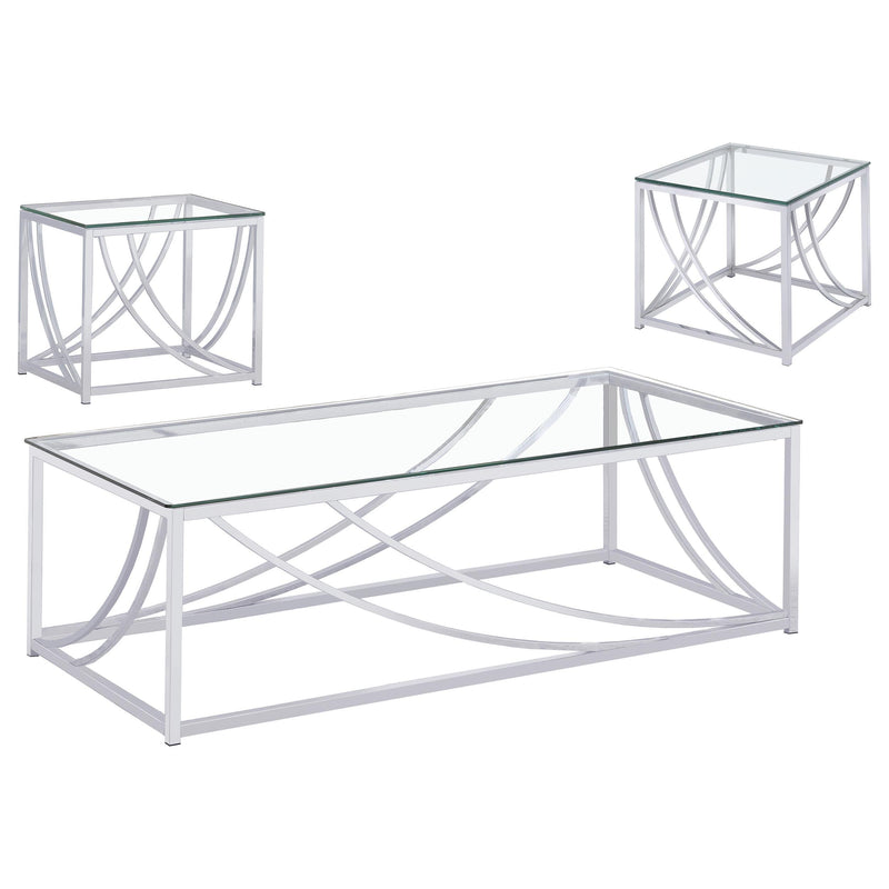 Lille 3-piece Glass Top Coffee And End Table Set Chrome - 720498-S3
