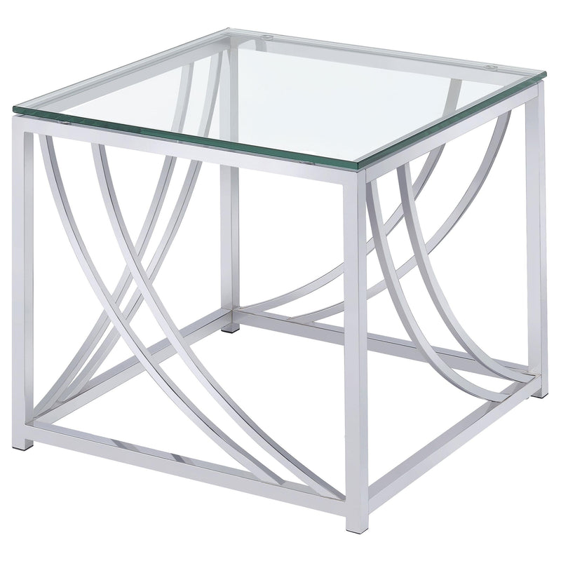 Lille 3-piece Glass Top Coffee And End Table Set Chrome - 720498-S3