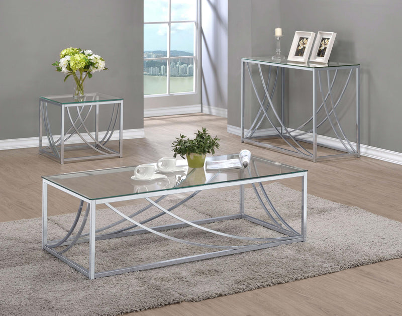 Lille Glass Top Entryway Console Table Accents Chrome - 720499