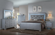 Lillian Silver King LED Upholestered Bed - Lara FurnitureKing Bed