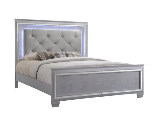 Lillian Silver King LED Upholestered Bed - Lara FurnitureKing Bed