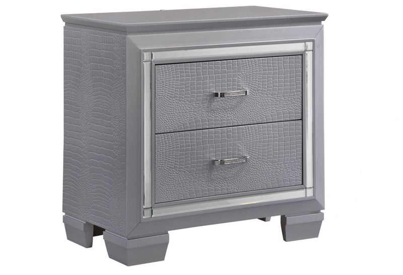 Lillian Silver LED Nightstand - Lara FurnitureNightstand