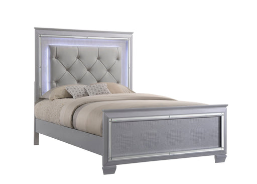 Lillian Silver Queen LED Upholestered Bed - Lara FurnitureQueen Bed