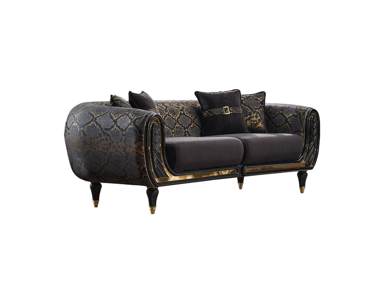 Lima 3-pieces (Sofa & Loveseat & Chair) Livingroom Set Black in Black - 101-LIM-BLACK-321