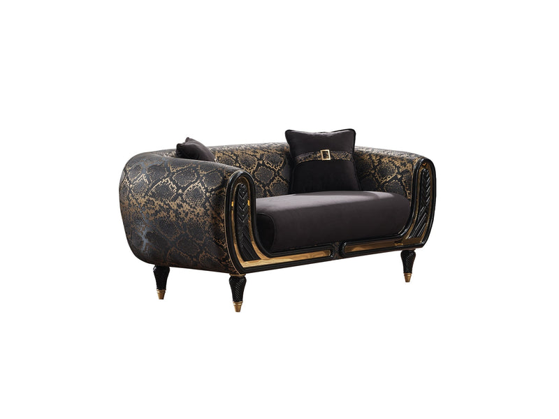 Lima Stationary Loveseat Black in Black - 101-LIM-BLACK-2