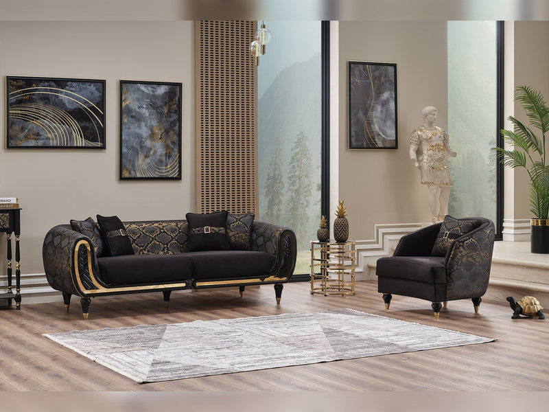 Lima Stationary Sofa Black in Black - 101-LIM-BLACK-3
