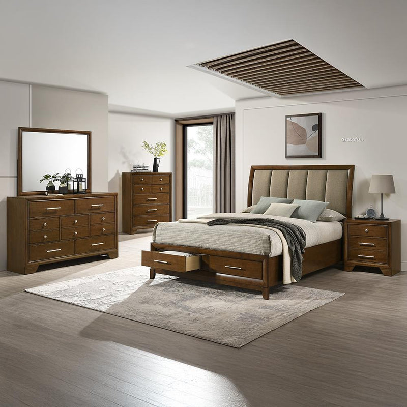 Linden - Dark Oak Twin Bed, Dresser, Mirror - B325-TDM