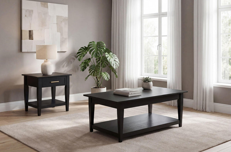 Lindenton 2-piece Wood Lift-Top Coffee and End Table Set Black - 722728-S2