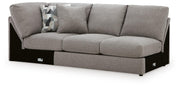 Lindon Smoke Left-Arm Facing Loveseat with Wedge - 8470430