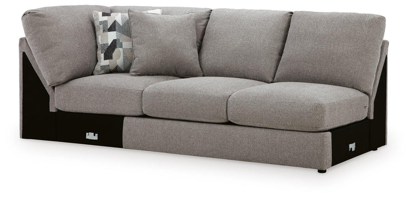 Lindon Smoke Left-Arm Facing Loveseat with Wedge - 8470430