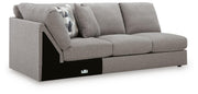 Lindon Smoke Left-Arm Facing Loveseat with Wedge - 8470430