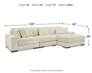 Lindyn Ivory 3-Piece Sectional with Ottoman from Ashley - Lara Furniture